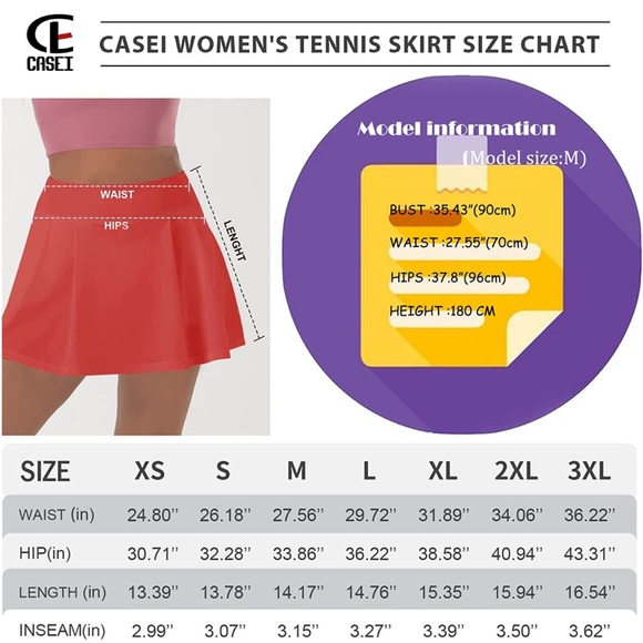 Casei workout shorts womens 2 in 1 flowy high waisted tennis skort - Picture 5 of 12
